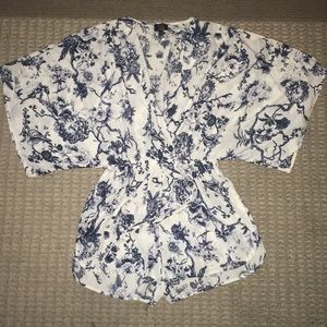 !SOLD! White and Navy Floral Romper